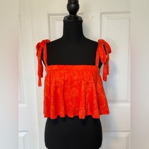 Endless Blu Women's Orange Floral Top